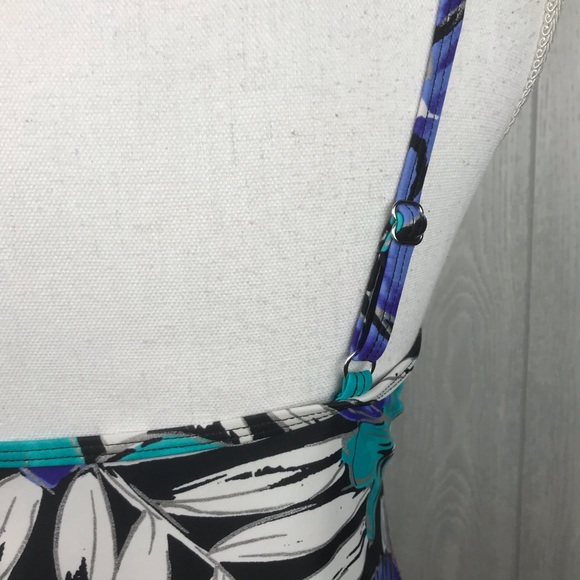 Simply Swim tankini adjustable strap swim top black with bright floral print - Picture 7 of 9